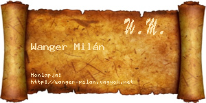 Wanger Milán névjegykártya